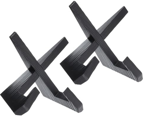 sourcing map Lot de 2 supports d'assiettes en bois pour présentation, 16,5 cm, chevalet décoratif pour plateaux, bols, plats, photos, livres, décoration de table, noir