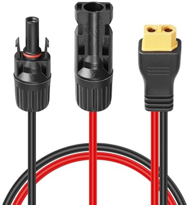 Solarkabel mit XT60 Buchsenstecker, Solarstecker auf XT60 Stecker Solarpanel Adapter Kabel, 12AWG Solarladekabel für Anker 757 Powerhouse und Ecoflow Portable Power Stations, Solarpanel (94CM)