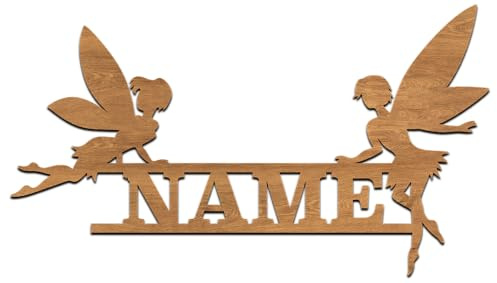 codiarts.® Namensschild Kinderzimmer – personalisierbares Wandbild mit Namen – selbstklebend – Fantasy Motiv Fee – Deko Türschild für Jungen & Mädchen (Fee-03)