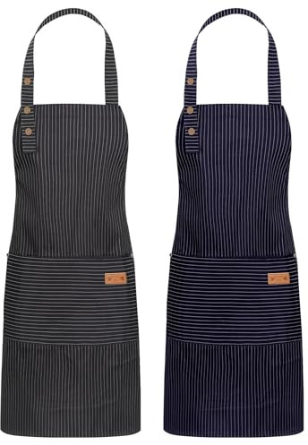 saerryor 2Pcs Apron with Pockets Aprons for Women Cooking Aprons Waterproof Apron Adjustable Kitchen Apron for Cooking Baking Painting Household Cleaning Restaurant