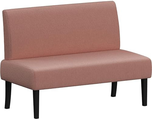 Yaheetech Divano a 2 Posti Moderno Divanetto da Salotto Senza Braccioli Sedia a Coste con Gambe in Legno per Soggiorno Ufficio 109,5 × 62 × 84,5 cm Rosa
