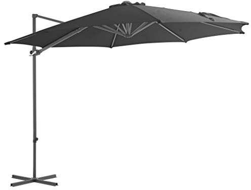 ShGaxin Ampelschirm mit StahlMast, Balkon Sonnenschirm, Marktschirm, Garten, Balkon Schirm, Sonnen Schirme, Balkonschirm, Anthrazit 300 cm