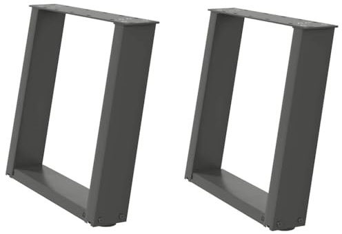 vidaXL Pieds de Table Basse en U, 2 pièces, Anthracite, 50 x (42-43) cm, Acier