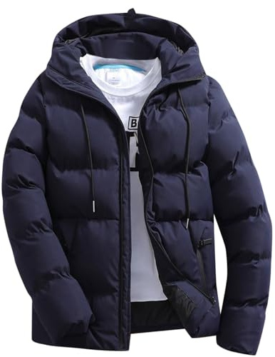 Giubbotto Piumino Uomo Invernale Caldo Giubbino con Cappuccio Casual Offerte Jacket Taglie Forti Comodi Giacconi Invernali Elegante Slim Fit Giubbotto Lavoro Antivento Pesante Trekking Cappotto Giacca