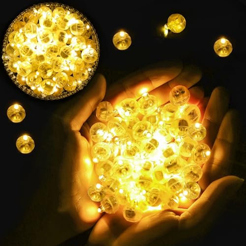 DOUUCO 100 Stück LED-Ballons Lichter, Runde Mini LED Ballonlichter, Warmweiß Hochzeit Licht, Bunte Blinkende Party Licht für Geburtstag Halloween Weihnachten Karneval Bar Klub Dekor Papierlaterne