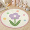 AIMECO Weicher Kuscheliger Kinderteppich Weicher Rund Carpet Wohnzimmer Teppichen Mädchen Schlafzimmer Kinderzimmer Waschbarer Pflegeleicht Teppiche Motiv Rund 160cm Lila Blumen