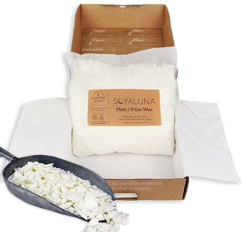Soyaluna 4Kg Melt/Pillar Soy Wax for Candle Making - Premium SOYA Wax, Easy to use, Ideal for Beginner to Advanced. Smooth Surface, Zero to Low Frosting and Clean Burning.