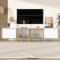 Zepneiy Mobile per TV in stile minimalista bianco, con spazio di archiviazione e 4 porte, per soggiorno 170 x 33 x 40 cm