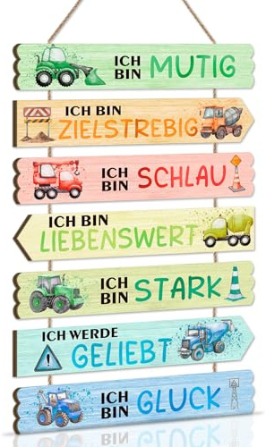 KAIRNE Baufahrzeuge Zitate Wandbild Kinderzimmer Bauland Geschenk Deko