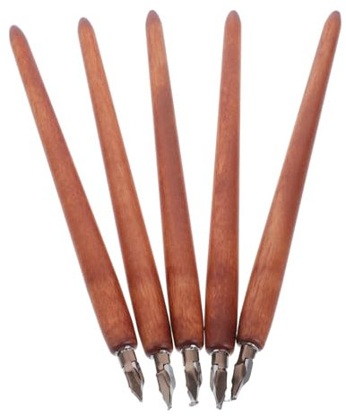 NUOBESTY 5pcs Calligraphy Pens Set for Writing Drawing Wooden Art Pen Dipper for Calligraphy Retro Style for Artists