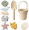 Hperu 8pcs Jouets de Plage en Silicone en Toute sécurité avec des moules de Sable Seau à pellets pour Les Voyages d'été extérieur, Beige