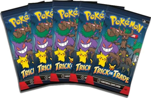 Pokemon 5X Trick or Trade 2024 Booster Packungen - Sammelkarten Packs ENGLISCH - Sonder Halloween Serie und BB-Toy-Trades Toploader
