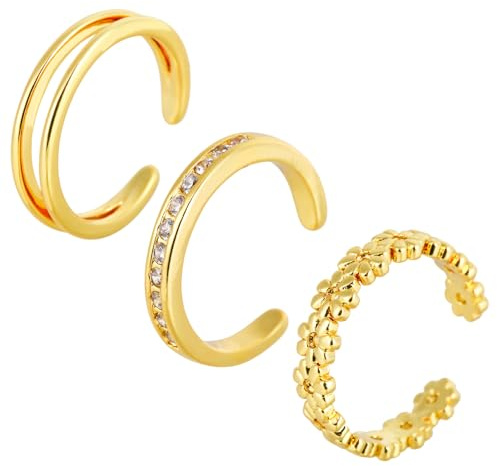3pcs Bagues d'Orteil pour Femme, 3 Styles de Bagues d'Orteil Ouvertes Réglables Plaquées Or Bijoux de Pied Élégants Pour l'Été et la Plage Accessoires Femme (Or)