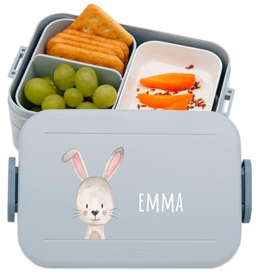 wunderwunsch MEPAL Brotdose Personalisiert Kinder, Vesperbox mit Namen | Stabile Jausenbox und Bento Brotzeitbox für den Kindergarten, Lunchbox Kita Krippe, Vesperdose Brotbox Fächern