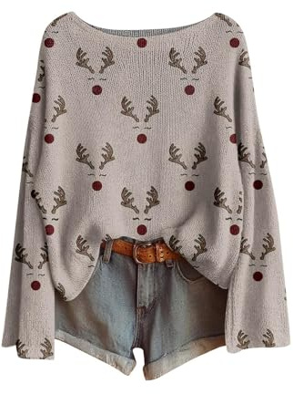 Générique Sweat-Shirt Femme décontracté à Manches Longues en Tricot ajouré Confortable pour Tenue Quotidienne élégante et détendue