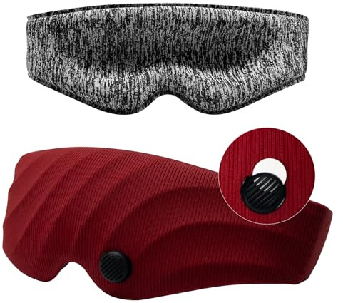 AiSleep Schlafmaske für Seitenschläfer, Duftende Augenmaske für Frauen & Männer, 3D-Augenhöhlen und Verstellbares Gummiband, 100% Lichtblockierend und Atmungsaktiv-Rot