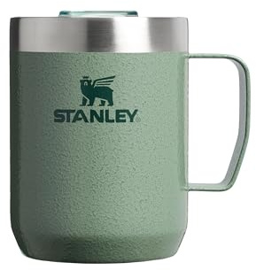 STANLEY 1913 Classic Camp Travel Mug 0.23L - Hammertone Green | Keeps 1 Hour Hot - 2 Hours Cold - Dishwasher Safe - Stainless Steel Coffee Cup - BPA-Free