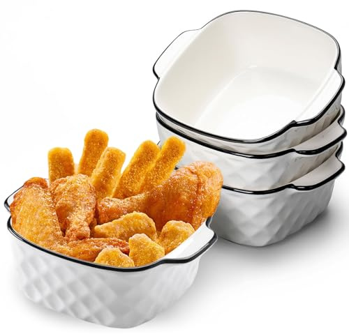 Mini Plats à Gratin Carrés en Céramique, Petits Plats de Cuisson pour Friteuse à Air, Mini Plats à Gratin en céramique avec Poignées, Plat à Gratin pour Lasagnes