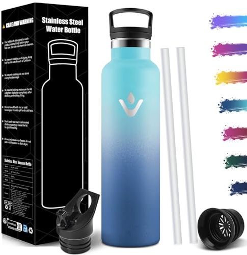 Mulbijeo Botella Agua Acero Inoxidable, 1000 ML Reutilizable Sin BPA, Botella Agua Termica, Botella Agua, Aislamiento Al Vacío de Doble Pared, Termos, Cantimplora para Adultos, Deporte