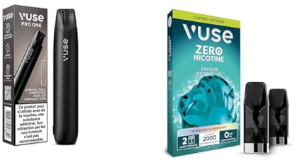 Vuse Pro One Cigarette Électronique, Kit Complet Vapoteuse Electronique Rechargeable avec Batterie 360 mAh, Double Mode de Vape, Compatible Recharges Vuse ePod/Pro Intense, 2 Capsules Menthe Ice
