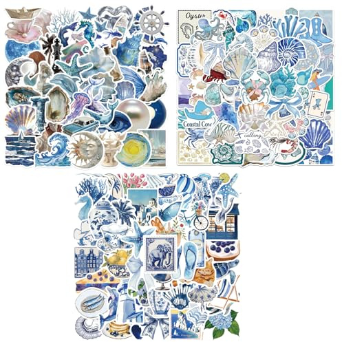 PLUSHCEWT 150 Stück Ozean Aufkleber, Wasserfeste Vinyl Stickers