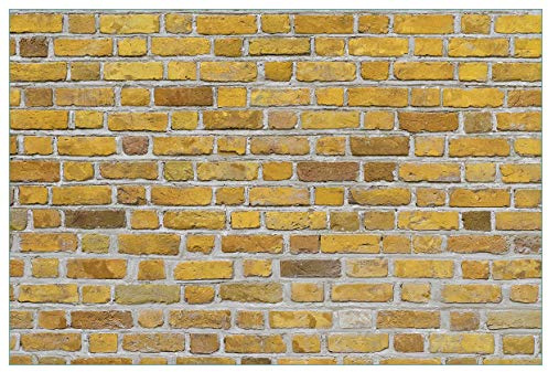 Wallario Küchenrückwand selbstklebend 90 x 60 cm, Motiv: Ziegelsteinwand in gelb - Backsteine | Spritzschutz abwischbar & pflegeleicht