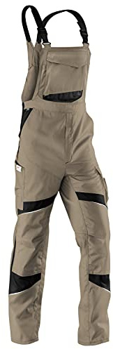 KÜBLER ACTIVIQ Latzhose PSA 2 – Latzhose mit ergonomischer Linienführung und Knieschutztaschen sandbraun/schwarz Gr. 102