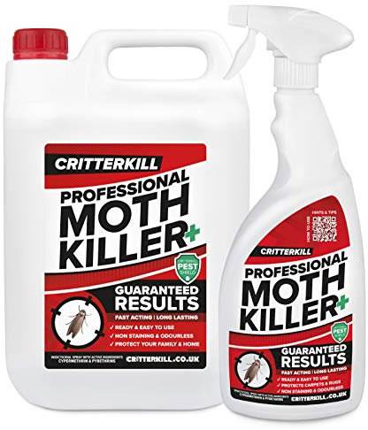 CritterKill Professional Moth Killer Spray | 5 Litre Bulk Pack + 1 Litre Bottle with Trigger Spray