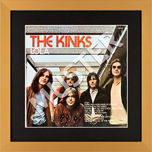 LP Vinyl Cover Rahmen zum Aufhängen in gold mit Passepartout in schwarz - Wechselrahmen aus Glas und Holz für Schallplatten Album Plattencover - quadratisch