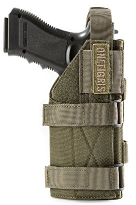 OneTigris MOLLE Pistol Holster for Right-Handed Users – Universal Gun Holster Fits 17/19/20/21 & 1911, Tactical Adjustable Belt & Thigh Holster for Airsoft, Hunting & Training
