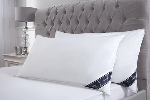 Littens 50cm x 90cm Luxury Pair Super King Size White Goose Feather & Down Pillows 230TC 100% Cotton Casing, Down Proof (20 x 36)