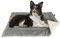 FLUFFINO Hundedecke Größe M, 88 x 55 cm | Flauschig, weich & waschbar, Hundematte mit Wildlederimitat für erhöhte Rutschfestigkeit | Hundekissen für große & kleine Hunde oder Katzen [grau]