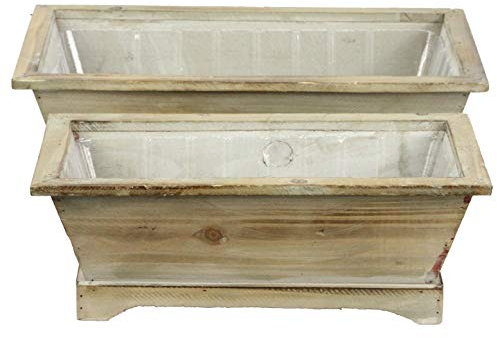 Admired By Nature Lot de 2 Pots rectangulaires en Bois Rustique avec Doublure Rigide, 12,7 et 10,2 cm