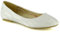 ESSEX GLAM Womens Bridal Flats Close Toe Slip On Lace Wedding Bridal Bridesmaid Pumps Shoes Size 3-9 Ivory