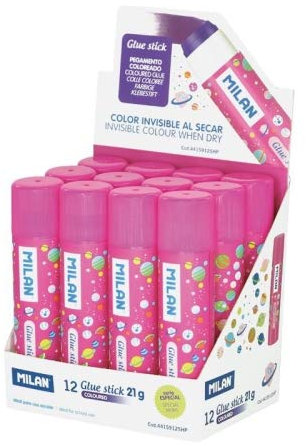 12 barras de pegamento coloreado ROSA 21g