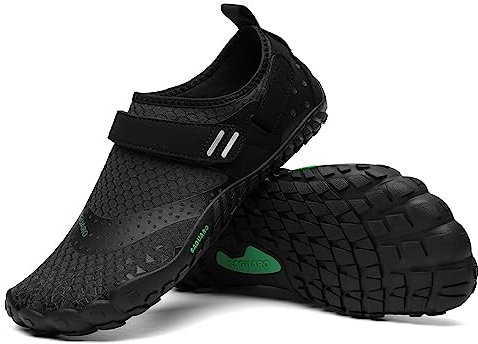 SAGUARO Barfußschuhe Herren Barfussschuhe Damen Barfuss Schuhe Outdoor Zehenschuhe Leicht Fitnessschuhe Traillaufschuhe mit Breite Zehenbox, Nimble Ⅰ - Barfußschuhe Schwarz A, Gr.43 EU