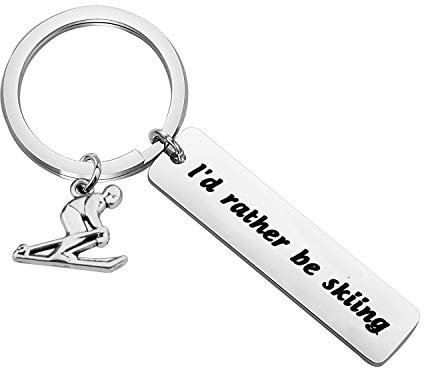 Gzrlyf I'd Rather be Skiing Keychain Funny Skiing Gifts for Skier Ski Lovers Ski Coach Gift