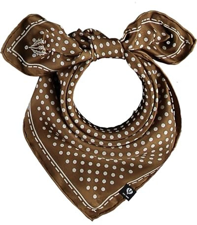 FRAAS Halstuch Damen gepunktet - 51 x 51 cm Größe - Nickituch Seide - Seidentuch für Damen mit Polka Dots Muster - Bandana Tuch perfekt für den Sommer Olive