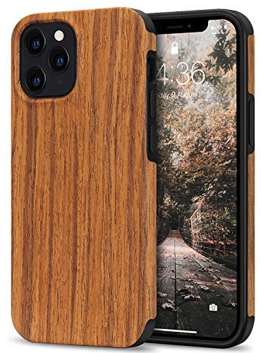 Tasikar Coque iPhone 12 Pro Max Étui Bois et Souple TPU Silicone Compatible avec iPhone 12 Pro Max (Bois de Rose)