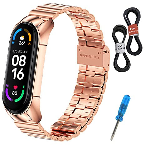 MIJOBS Cinturino Compatibile con Mi Band 6/5/4/3 - Bracciale in Metallo e Acciaio Inossidabile per Miband