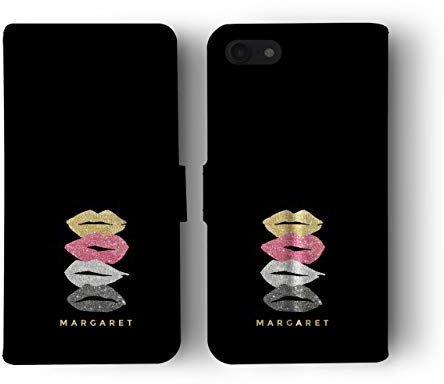 Tirita Personalised Phone Case Cover Compatible with iPhone 7/8 / SE 2020 / SE 2022 - Sassy Girl [11 - Lips on Black Name] PRINTED GLITTER, NOT REAL GLITTER
