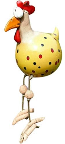 Hidyliu 1pcs Gartendeko Huhn, Handarbeit Gartendeko, Huhn Deko Handarbeit Gartenstatuen, Osterdeko, Muttertagsgeschenk, Harz- und Keramikmaterialien, Outdoor Garten Hinterhof