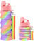 Newthinking Silicone Water Bottle for Kids, 500 ml Portable Collapsible Water Bottles, Leak Proof Silicone Drink Bottles with Lanyard Straps for Girls and Boys (Pink)