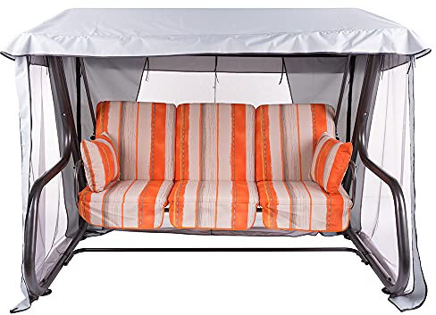 PATIO Hollywoodschaukel 4 Sitzer mit Liegefunktion 179 cm Venezia mit Auflagen Sonnendach Moskitonetz Sitzpolster orange