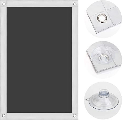 OBdeco Thermo Rollo 100% Verdunkelung Sonnenschutz Verdunkelungsrollo für Velux-Dachfenster Hitzeschutz ohne Bohren mit Saugnäpfen Schwarz 48x115cm für F08/208