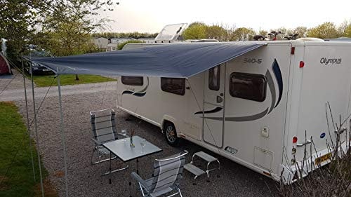 WILD EARTH DELUX Sonnendach Markise für VW, Wohnmobil, Van-Umbau, Wohnmobil oder Wohnwagen, 2,4 m x 3 m, Silbergrau
