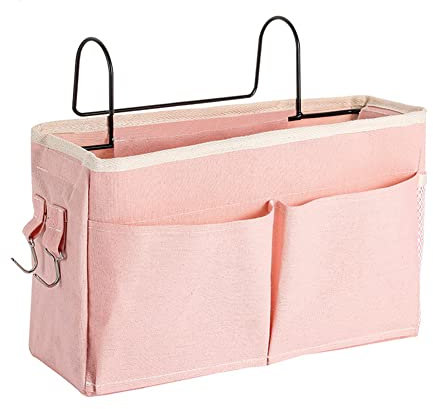 Croselyu, portaoggetti per la casa, multifunzionale, comodino da appendere, portariviste da letto, borsa portaoggetti per libri e riviste, da camera, rosa