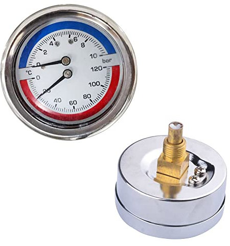 SagaSave Thermomanometer 1/4 BSPT-Gewinde Anschluss 0-120°C (0-10 bar) Temperatur Manometer