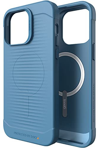 ZAGG Gear 4 Havana Snap D30 Protective Case Compatible with iPhone 14 Pro, Slim, Shockproof, Wireless Charging, (Blue)