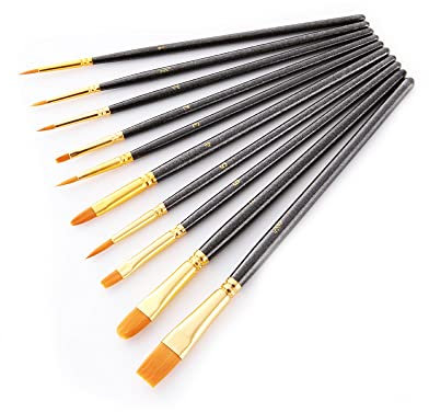 Pinceles de Punto de Artista,10 Pack Pinceles de Nylon Pincel de Pintura de Acrílico para Pintura de Acuarela Manualidades de Arte de Bricolaje